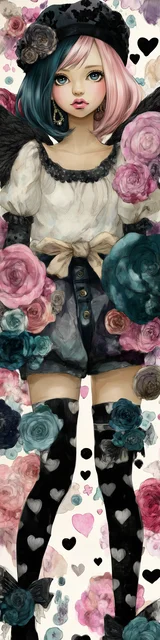 Free angel bookmark featuring gray hearts on socks angel